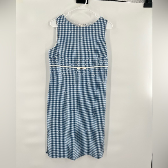 Talbots blue white sleeveless dress size 8 gingham - Picture 2 of 8